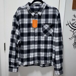 Youngla Flannel Cropped Shirt Black And White Large